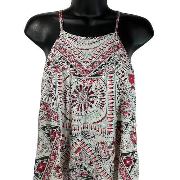 BILLABONG Majestic Seas Crop Tank Top Sz L Multicolored Geo Print Rayon Woven - Picture 2 of 10